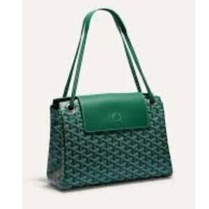 Luxury Green Soft Leather Shoulder Bag Double Handle Magnetic Lock